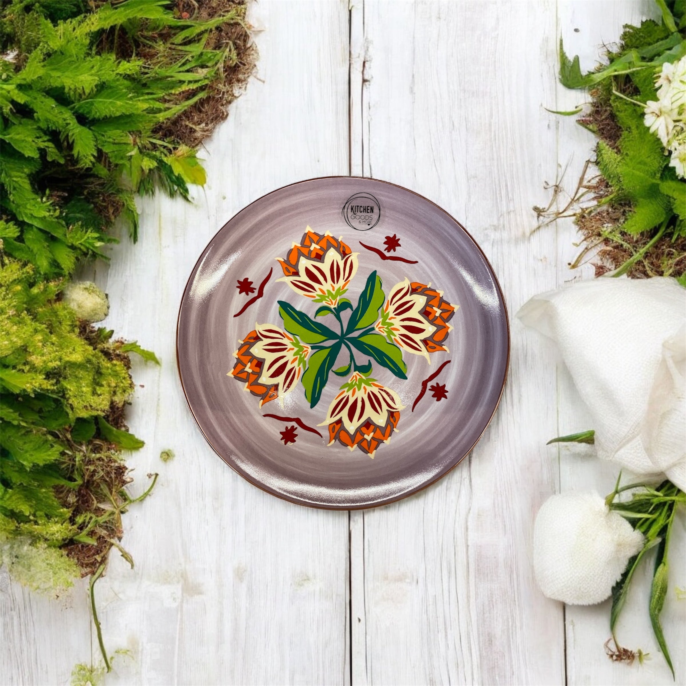 Set 6pz piatti dessert in porcellana viola fantasia floreale idea regalo Kaemingk Set 6pz piatti dessert in porcellana viola fantasia floreale idea regalo Kaemingk